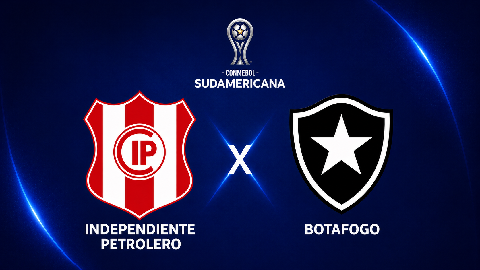 Arte da Copa Sul-Americana com os escudos de Independiente Petrolero e Botafogo.